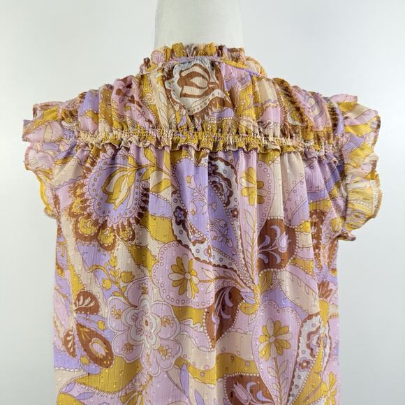 Madison d’Amelie Floral Top XS Ruffle Tie V Neck Swiss Dot Boho Retro Inspired - Picture 6 of 12